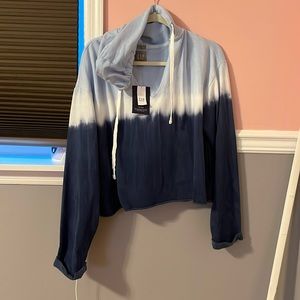 Cropped blue tie-dye hoodie